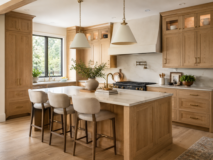 custom white oak kitchen cabinets